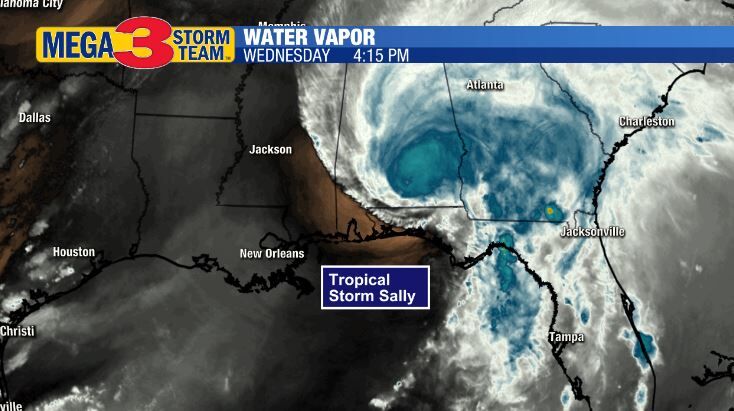 Water Vapor Image of Tropical Storm Sally Wednesday Afternoon